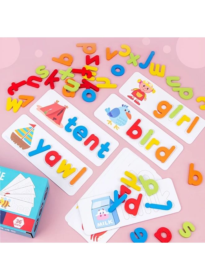 لعبة كلمات الألغاز مجموعة استكشاف الأبجدية بطاقات نشاط ممارسة التهجئة لأطفال ما قبل المدرسة - Image 5